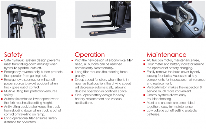 উচ্চ দক্ষতা ইলেকট্রিক প্যালেট স্ট্যাকার 1.5t লোড ভারবহন 6